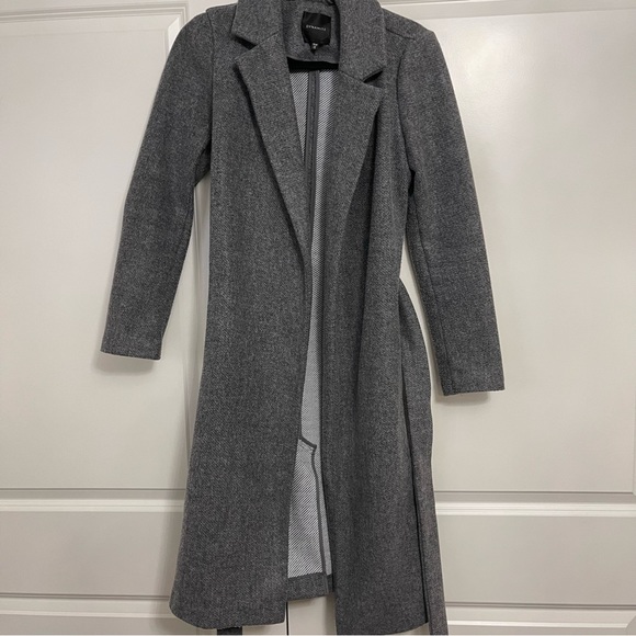 Dynamite Gray Trench Coat with Waist Tie - Picture 2 of 3